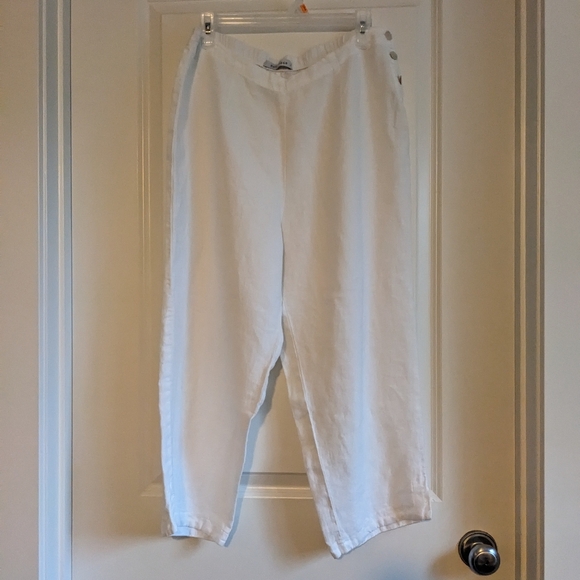Cut Loose Laggenlook Linen Cropped Wide Leg Pants Size L White. - Picture 6 of 16